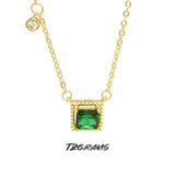 925 Silver Necklace w/ Simulated Emerald - Fine Jewelry