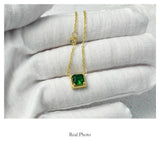 925 Silver Necklace w/ Simulated Emerald - Fine Jewelry