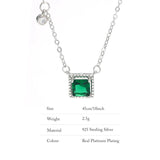 925 Silver Necklace w/ Simulated Emerald - Fine Jewelry