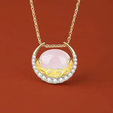 S925 Silver Inlaid Jade Moon Pendant Necklace