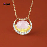 S925 Silver Inlaid Jade Moon Pendant Necklace