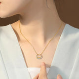S925 Silver Inlaid Jade Moon Pendant Necklace