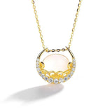 S925 Silver Inlaid Jade Moon Pendant Necklace