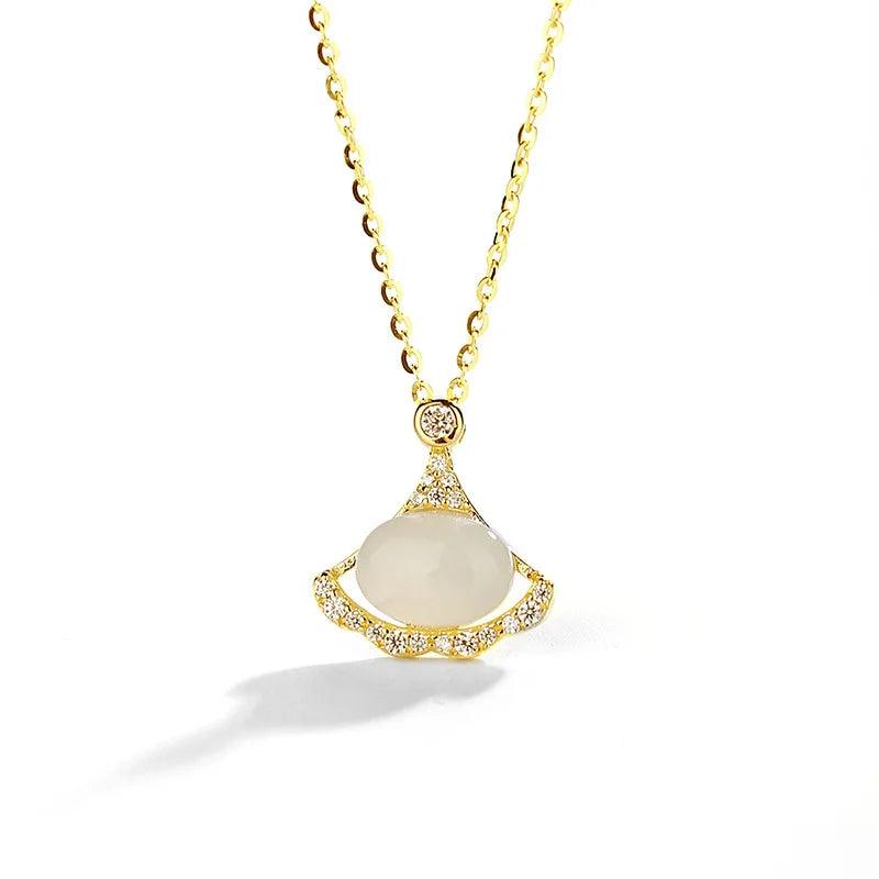 S925 Silver Pendant Necklace Hetian Jade Vintage Style High-quality Women