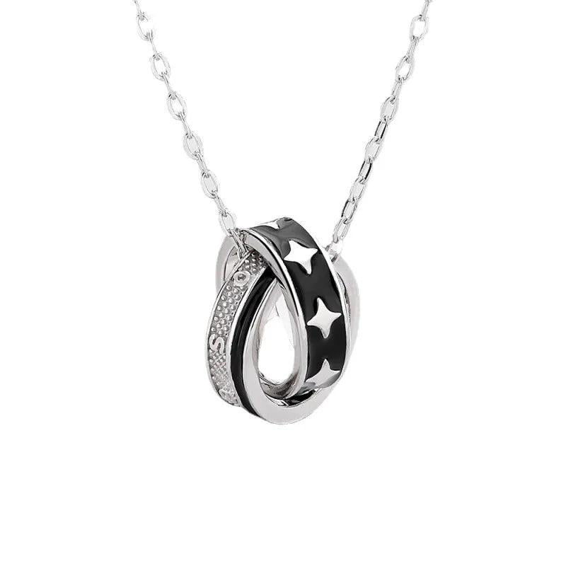 Victory Star 925 Silver Ring Necklace for Men