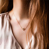 Opal Star Moon Pendant Necklace Sterling Silver Clavicle Accessory