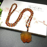 Natural Jade Carved Agate Peony Pendant Necklace Gemstone Jewelry Gift