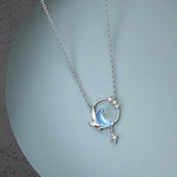 Moon Night Necklace Pendant Crystal Zircon Silver Light Necklace