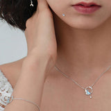 Moon Night Necklace Pendant Crystal Zircon Silver Light Necklace