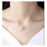 S925 Clavicle Necklace Sterling Silver Fish Tail Pendant Mermaid Tears Crystal