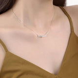 S925 Sterling Silver Ribbon Knot Necklace Clavicle Chain