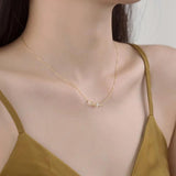 S925 Sterling Silver Ribbon Knot Necklace Clavicle Chain