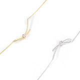 S925 Sterling Silver Ribbon Knot Necklace Clavicle Chain