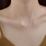 S925 Sterling Silver Ribbon Knot Necklace Clavicle Chain