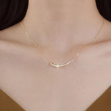 S925 Sterling Silver Ribbon Knot Necklace Clavicle Chain