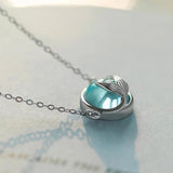 Mermaid Foam Bubble Crystal Necklace s925 silver Mermaid Tail Pendant
