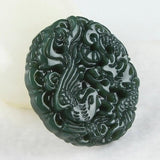 Green Jade Hand Dragon Phoenix Pendant Necklace Women Mens Gemstone Jewelry