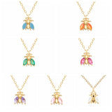 Colorful Bee Pendant Sterling Silver Necklace For Women