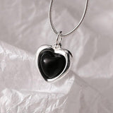 925 Silver Agate Heart Pendant Necklace for Women