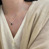 925 Silver Agate Heart Pendant Necklace for Women