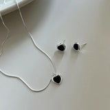 925 Silver Agate Heart Pendant Necklace for Women
