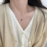 925 Silver Agate Heart Pendant Necklace for Women