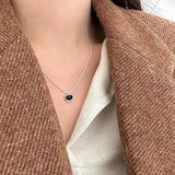 925 Silver Oval Agate Pendant Necklace Classic Jewelry