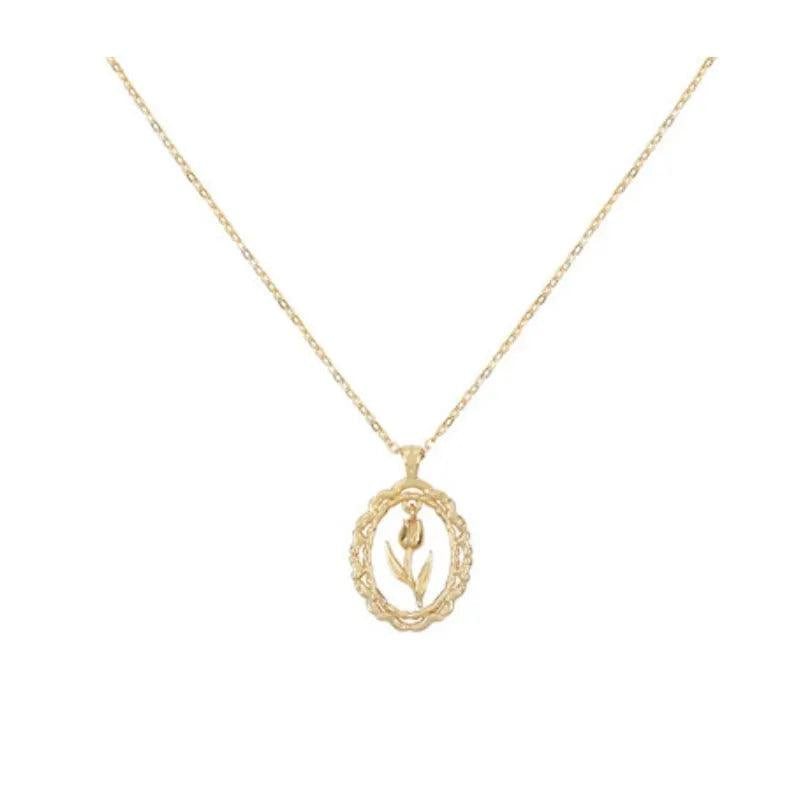 Tulip Pendant 925 Silver Necklace Temperament Chain Female Accessories