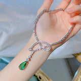 Green Zircon Water Drop Pendant Necklace