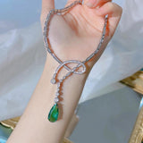 Green Zircon Water Drop Pendant Necklace