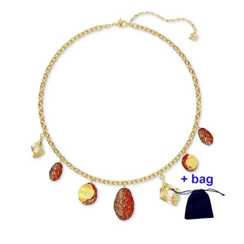 Multicolor Fire Element Necklace with Mixed Metal Finish