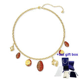 Multicolor Fire Element Necklace with Mixed Metal Finish