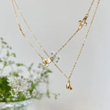 925 Silver Double Layer Flower Heart Pendant Necklace Small Petals