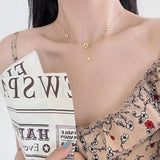 925 Silver Double Layer Flower Heart Pendant Necklace Small Petals