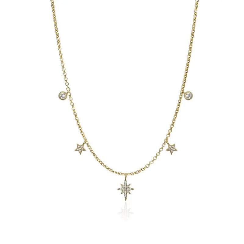 925 Silver Necklace Star Moon Lightning Zircon