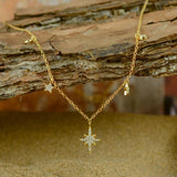 925 Silver Necklace Star Moon Lightning Zircon