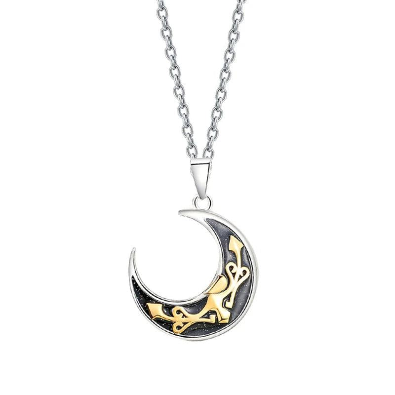 925 Silver Princess Knight Couple Pendant Necklace