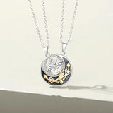 925 Silver Princess Knight Couple Pendant Necklace