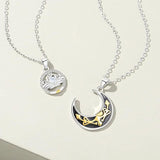 925 Silver Princess Knight Couple Pendant Necklace