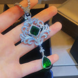 Vintage Emerald Stone Pendant Necklace for Women