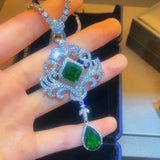 Vintage Emerald Stone Pendant Necklace for Women