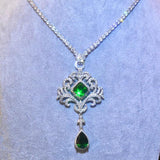Vintage Emerald Stone Pendant Necklace for Women