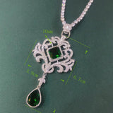 Vintage Emerald Stone Pendant Necklace for Women