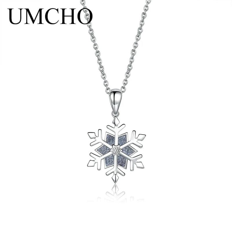 925 Silver Snowflake Necklace for Women Christmas Gift