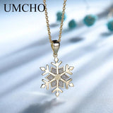 925 Silver Snowflake Necklace for Women Christmas Gift