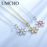 925 Silver Snowflake Necklace for Women Christmas Gift