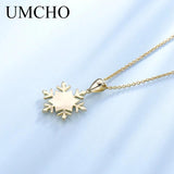 925 Silver Snowflake Necklace for Women Christmas Gift