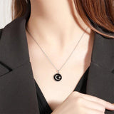 925 Silver Star Moon Zircon Pendant Necklace Gear Temperament