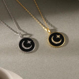 925 Silver Star Moon Zircon Pendant Necklace Gear Temperament