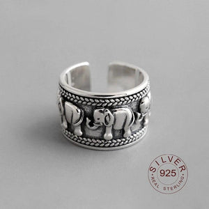 925 Silver Elephant Midi Flower Toe Chain Ring Adjustable